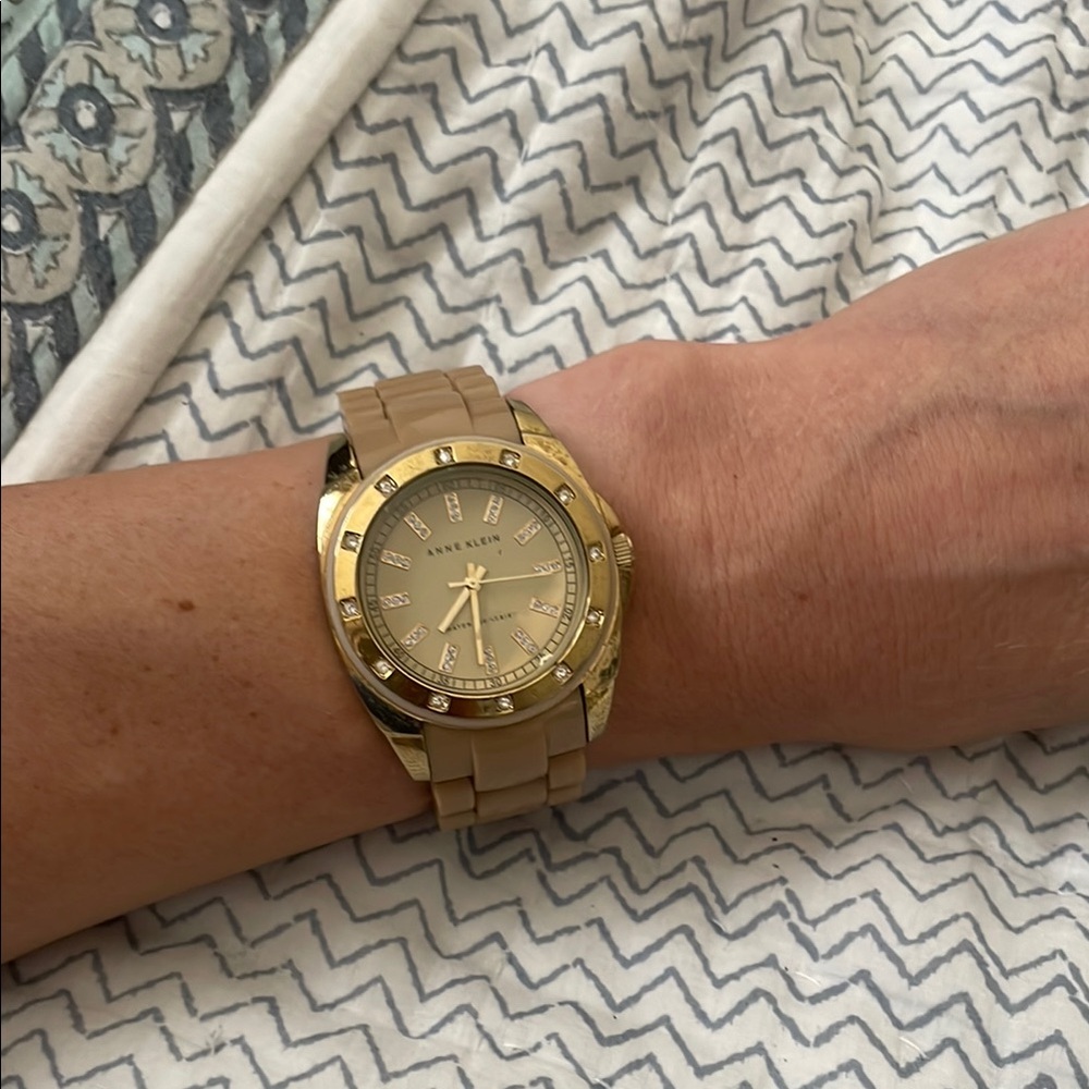 Anne Klein Gold and Tan Women’s Sport Watch